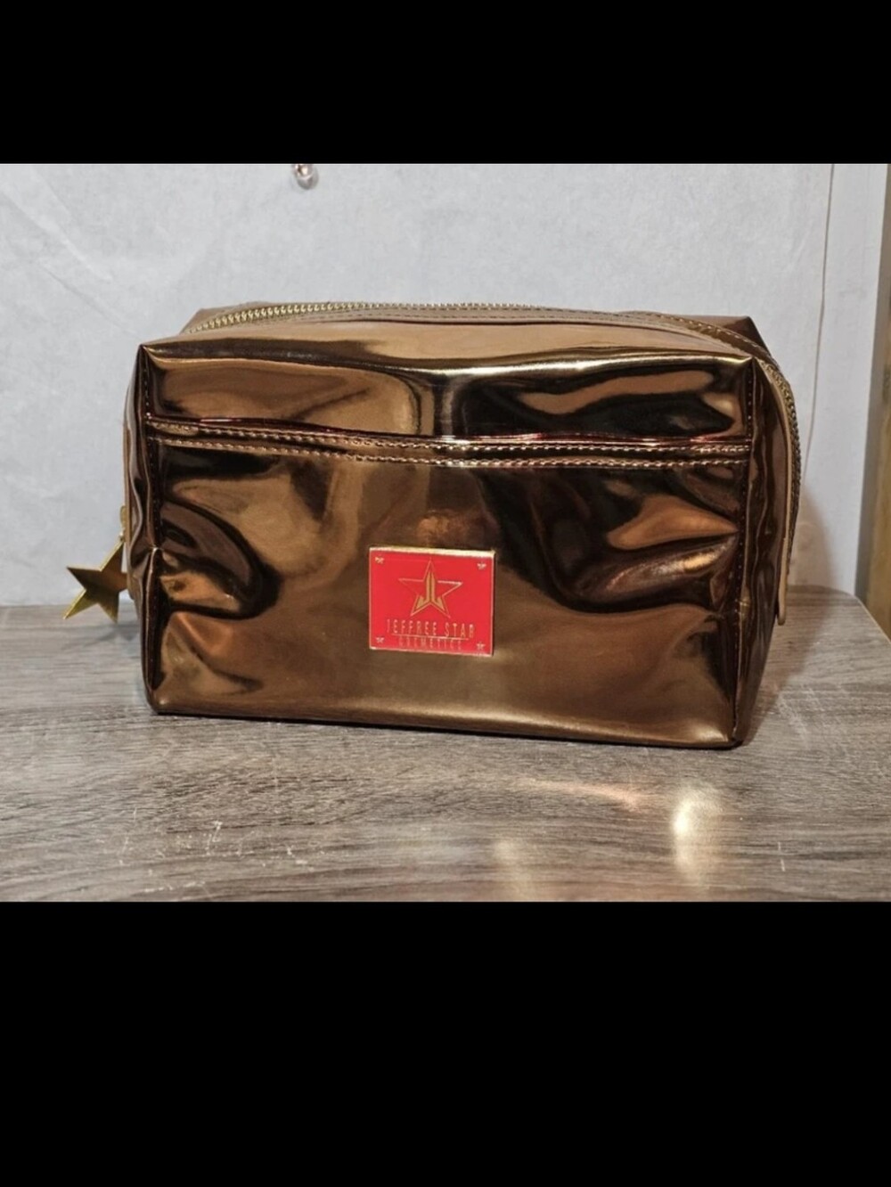 Jeffree Star Metallic Rose Gold Cosmetic Pouch